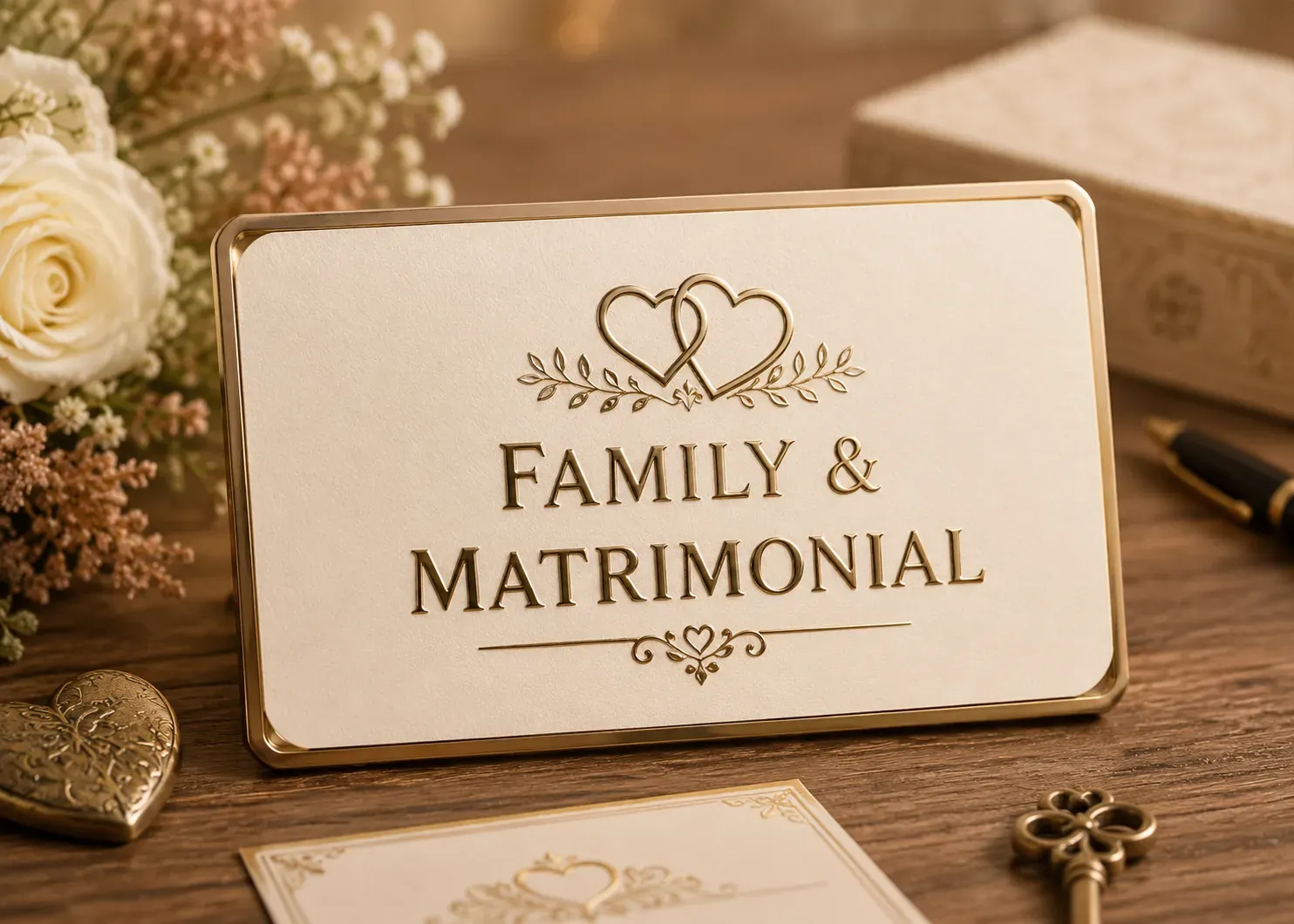 A Family and Matrimonial card with flowers