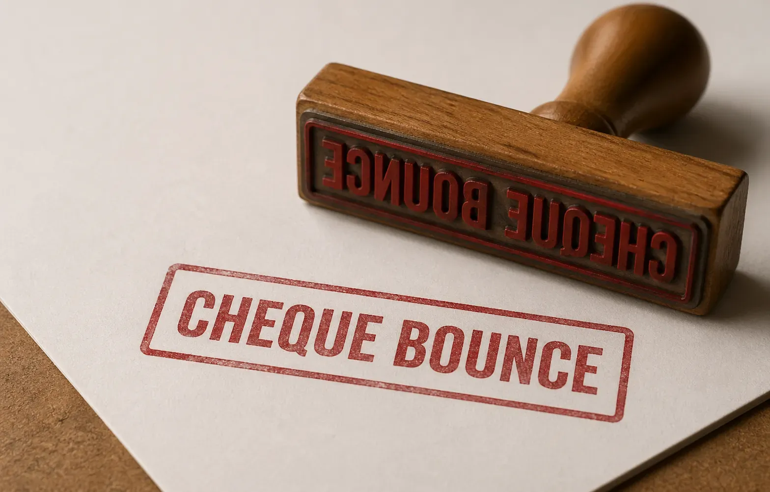 A rubber stamp marking Cheque Bounce