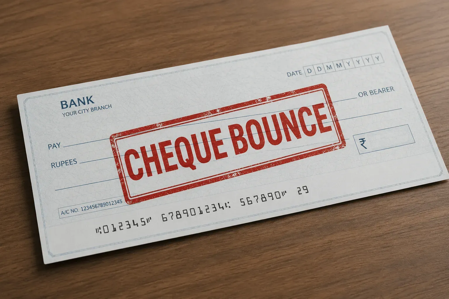 A cheque stamped Cheque Bounce